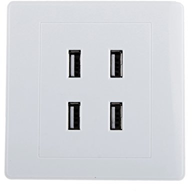 Blanc 3.1A 4 Ports USB Prise Murale Chargeur Panneau Électrique Power Socket