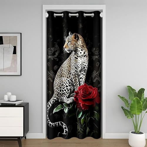 Homemissing Leopard Türvorhang 86x203cm für Kinder Jungen Mädchen Gepard Drucken Zimmer Divider Ultra weiche Rose Vorhang Wilde Tiere Vorhang für Innentür Raumteiler Zimmer Dekor