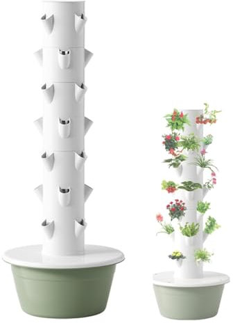 Hydroponic Growing System Vertical Hydroponic Tower with Timer Garden Hydroponic Tower Suitable for Indoor and Outdoor Use, Herbs, Fruits and Vegetables,7-Layers