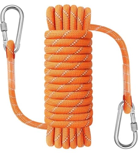 NorthPada Kletterseil Haken aus Nylon für den Außenbereich, 10 mm x 3 m, Reflektierend Orange, Schwimmend, für Klettern, Baumpflege, Schaukeln, Bootfahren, Angeln, Rafting, Wandern und Baumpflege
