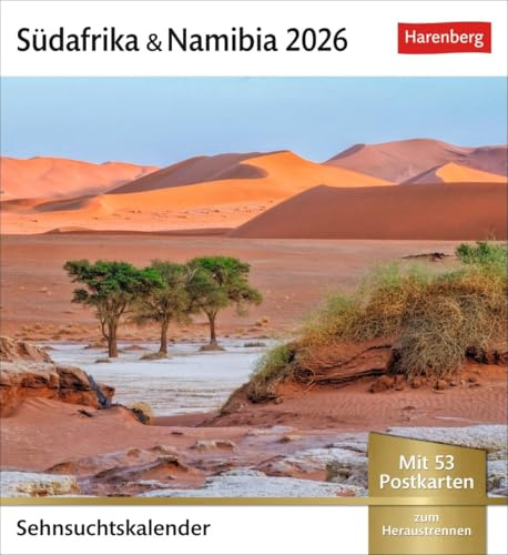 Sehnsuchtskalender Südafrika & Namibia - Kalender 2026 - Harenberg-Verlag - Postkartenkalender mit 53 heraustrennbaren Postkarten - 16 cm x 17,5 cm