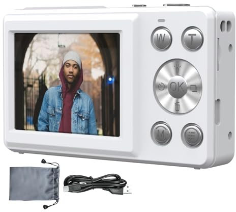 Telecamera digitale 4K - Autofocus Vlogging - Fotocamera con schermo - Teleobiettivo Camcorder 2,4 pollici Grande schermo per la registrazione di foto Viaggi Vlog Streaming