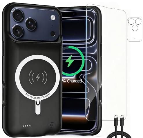 Fraternize Étui Batterie pour iPhone 17 Pro, étui de Recharge Portable Rechargeable 10 000 mAh Compatible avec l'iPhone 17 Pro (6,3 Pouces) avec Coque de Recharge pour Batterie Externe (Noir)
