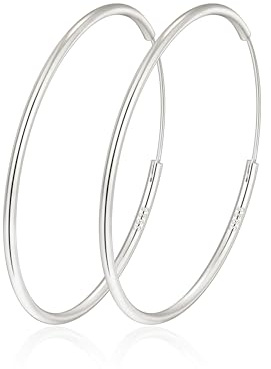 MOROTOLE Creolen Silber 925 für Damen 14 Karat Vergoldete Gold/Silber Endlos Creolenes Hypoallergene Große Ohrringe Gold Silber Creolen 30/40/50/60/70 mm