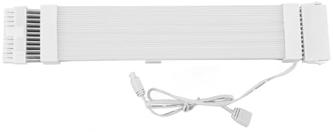 Cavo di prolunga alimentazione RGB, cavo PSU ARGB, cavo di alimentazione sincronizzato RGB 5 V 3 pin indirizzabile con cavo 18 AWG per computer desktop, compatibile con AURA, (24PIN Motherboard ARGB