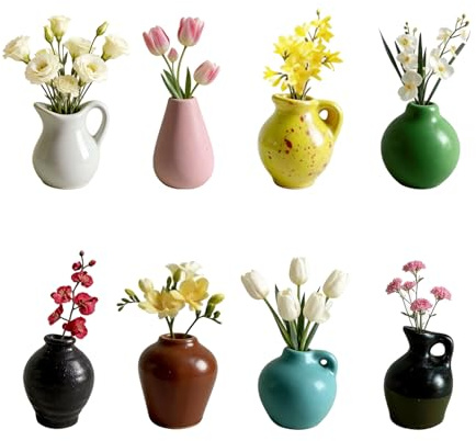 Yaxloi 8 Stück 3D Mini Vasen Magnete Kühlschrank, DIY Magnet Vase Für Kühlschrank, Kühlschrankmagnet Vase, Geeignet Für Kühlschranktüren, Magnetische Whiteboards und Andere Magnetische Oberflächen
