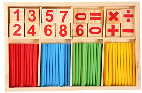 Omquot Färgglada trä Babyförskolemattepedagogiska Leksaker för Att Lära Sig Matematikspel och Intelligensutveckling, 9,1 X 6,5 X 0,9