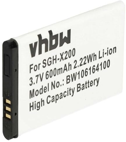 vhbw batteria compatibile con Samsung GT-E1190, GT-E1200, GT-E1200i, GT-E1230, GT-E1310B, GT-E2350, GT-E2350B Smartphone (600mAh, 3.7V, Li-Ion)