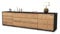 Stil.Zeit TV Schrank Lowboard Benita, Korpus anthrazit matt, Front Holz-Design Pinie (180x49x35cm), mit Push-to-Open Technik & Leichtlaufschienen