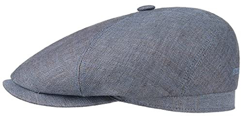 Stetson Brooklin Leinen Schirmmütze Damen Herren Fischgratmuster Ballonmütze Frühjahr Sommer Denim L (58-59 cm)