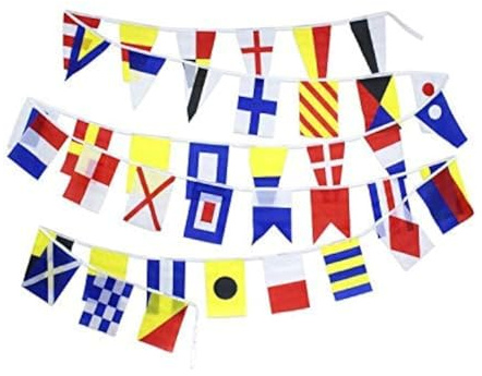 Flaglink Juego de 40 banderas de código de señal de la Marina Internacional, longitud de 40 pies, decoración náutica marítima para barco, barco náutico, decoración temática náutica para patry