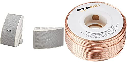 Yamaha NSAW392 - Ns-aw392 Blanco Altavoces Exterior Pareja & Amazon Basics - Cable para Altavoces (Calibre 16, 2x1,3 mm², 30,4 m)