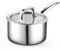 Cook N Home 2680 Tri-Ply Clad Cookware, Stainless Steel Tempered Glass, Silver