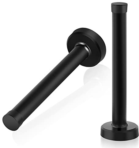 Stainless Steel Door Stop, Long Doorstops with Rubber Absorber Tip, Cylindrical Thickening Door Stopper, Anti-Collision Door Resistance Door Holder 5 Inch Solid Door Catch 2 Pack Black…