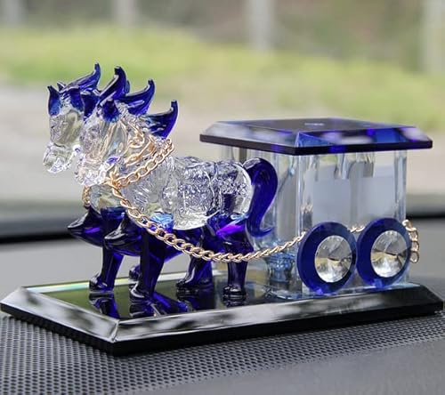 DECRZPB Kristall-Ornament blaues Pferd Auto Parfüm Ornamente Glas Obst Figur Briefbeschwerer Kunstgeschenk für Geburtstag Basteln Ornament