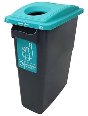 Sustainabin Indoor Recycling Bin - 60 Litres (Dark Aqua - Twin Hole Top - Mixed Glass)