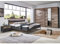 Lomadox Schlafzimmerset Industrial Design, mit Schwebetürenschrank Nachttisch 2er Set Ehebett 180x200 cm Polsterkopfteil Graphit Eiche