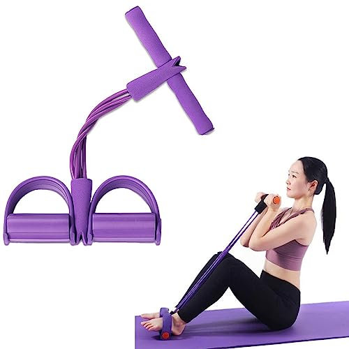 YGMXZL Pedal Widerstandsband,Upgrade 6 Tube Elastische Zugseil Pedal Fitness Bauchtrainer Band,Sit-up Bodybuilding Expander für Bauch Taille Arm Bein Fitness Abnehmen Training(Lila B)