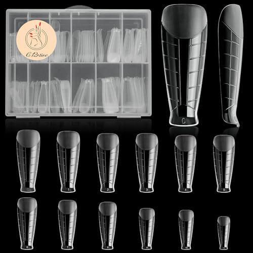 C12rtive 120 Pcs moules à ongles en gel d'extension en poly, moule à ongles plat avec écailles pour manucure en gel, design de salon et bricolage à domicile(en forme de T)