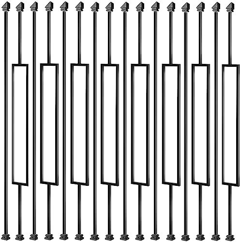 Vilstomes Balaustre per ponte, confezione da 16 balaustre in ferro battuto, mandrini in metallo per ringhiere da 1,27 cm, balaustre per scale con 32 scarpe a balaustra in ferro (8 dritte + 8
