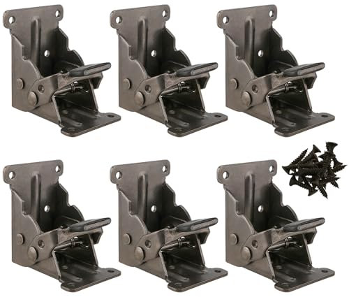 CHEUKYIU 6 Stück Klappscharnier Tischbeine, Scharnier Klapphalterungen, Tischbeine Klappbar, 0-90 Grad Selbstverriegelung Verriegelung Tischbeine mit Schrauben Tragfähigkeit 80Kg für Tischbein