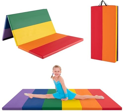 COSTWAY Turnmatte klappbar, 180 x 120cm Weichbodenmatte, Gymnastikmatte 5 fach faltbar aus PU mit Tragegriff, Sportmatte Fitnessmatte zuhause für Kinder Erwachsene (180 x 120 x 4cm)