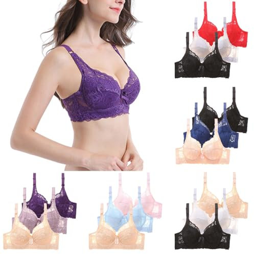 Dasongff 3 PCS Soutiens-Gorge Push Up Femme avec Armatures Soutien Gorge Sexy Dentelle Soutien-Gorge Bretelle Réglable Push Up Rembourré pour Femmes Brassière Respirant Grande Taille