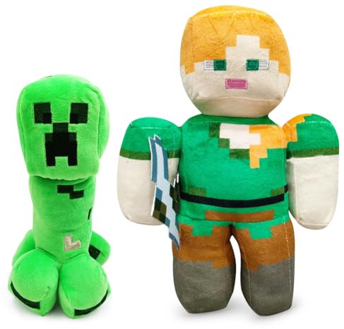 Minnecraft Plüschtier,2PCS Minnecraft Plüsch Doll Stuffed Anime Plush Toy Throw Pillow Stofftier Plüschpuppe Kinderspielzeug Plüschtiere Cartoon Plüschfigur Spielzeug Puppe Geschenke für Kinder(30CM)