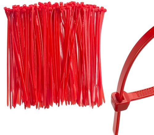 MEXRUMI 100 Pezzi Fascette Plastica Rosso Fascette Per Cavi Fermacavo Fascette Plastica Riutilizzabili Fascette Elettricista Fascette In Nylon Autobloccanti (200Mm X 3Mm)