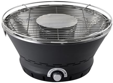 BERGNER Barbecue da tavolo a carbone con ventola elettrica - Griglia in acciaio inox e corpo esterno in acciaio sempre freddo - Linea BBQ Lovers