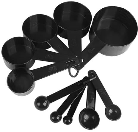 Lot de 10 tasses à mesurer en plastique noir