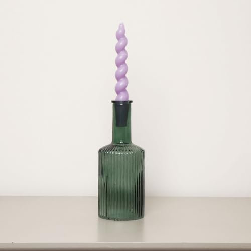 Melody Maison Dark Green Ribbed Glass Bottle Vase - 20cm