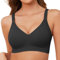 TOMEEK Bras for Women Non Wired Support Full Coverage Push up V Neck Seamless Wireless Bra Ladies Comfort Everyday Bras Zero Feel Bralettes with Pads(Light Black,XL)