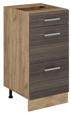 Vicco Küchenunterschrank R-Line, Edelgrau, 40 cm mit Schubladen, ohne Arbeitsplatte