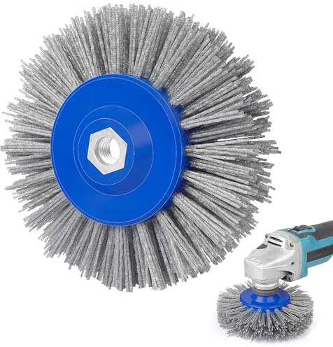 Shineboc Schleifbürsten 60 Körnung 150mm Nylonbürste Drahtziehrad Pinsel Polierbürste für Satiniermaschine Polierscheibe Bürste Borstenbürste Grit Bürst M14