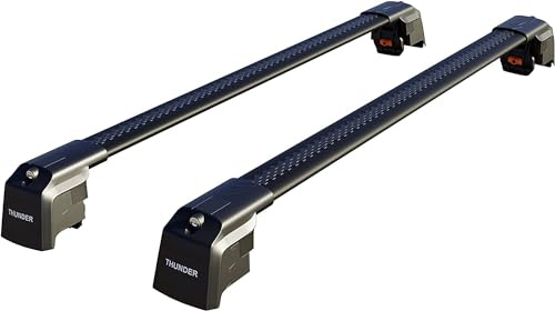 Lockable Roof Cross Bars for Skoda Octavia (SW) Estate 2020 Onwards With Flush Side Rails - Aluminum Rooftop Carrier for Luggage, Ski, Bike Transport (Black)
