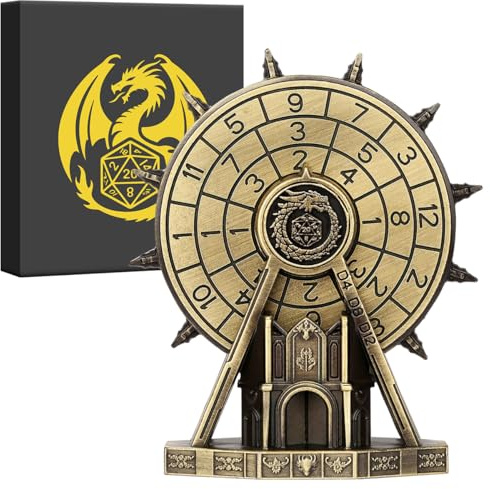 DND Riesenrad Würfel Spinner, Metallische Drehung Spinner, D&D Geschenke | 7-in-1 Roulette Würfel Spinner für DND, D&D Metall Spinner, Tischplatte Rollenspiel Brettspiel Zubehör, Geschenkbox, Bronze