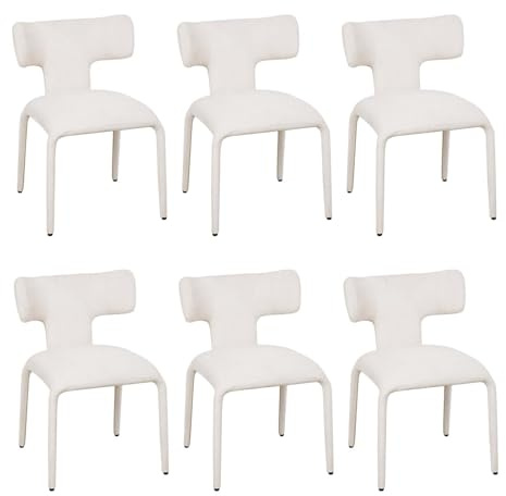 WOLTU Esszimmerstühle 6er Set, aus Leinen, Warme Aprikose | Küchenstühle, mit Rückenlehne, Metallgestell, 150 kg belastbar, für Küche Wohnzimmer Schlafzimmer