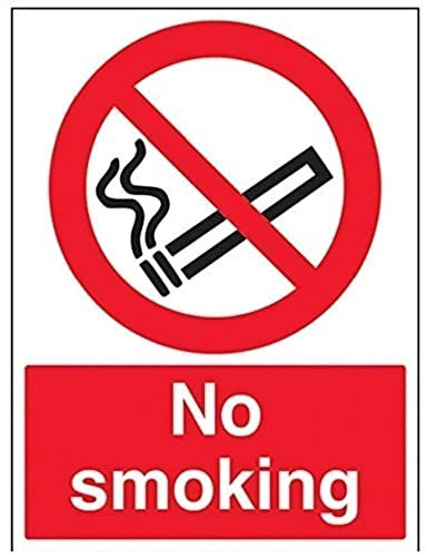 V Safety 57034BC-S No Smoking Prohibition Sign - Portrait - 300mm x 400mm - Self Adhesive Vinyl, Black/Red
