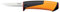 Fiskars Coltello da artigiano, Include fodero con affilalama, Lunghezza totale: 20,9 cm, Nero/Arancione/Rosso, 1023620