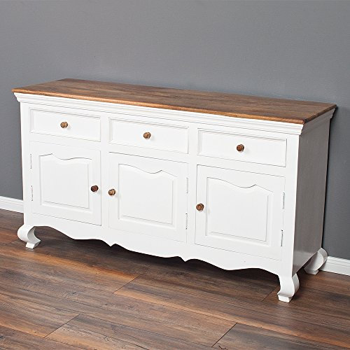 LEBENSwohnART Sideboard Aileen 145cm Mangoholz Landhaus-Design Sideboard Kommode Anrichte