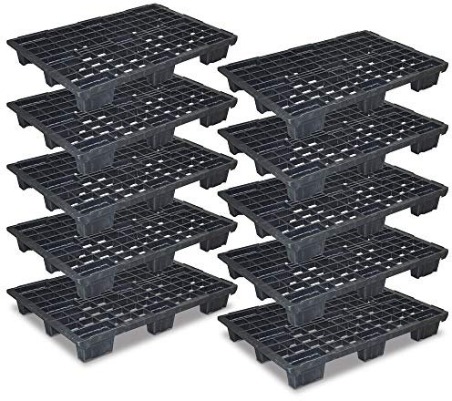 BRB 10x Euro-Leichtpalette im Euromaß, schwarz, LxBxH 1200x800x153 mm, Deckfläche durchbrochen