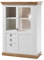 Newfurn Vitrine Vitrinenschrank Landhaus Holzvitrine II 102x139x 44 cm (BxHxT) II [Malte.Three] in Pinie Weiß/Pinie Weiß Wohnzimmer Schlafzimmer Esszimmer Flur Diele