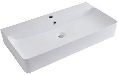 MILANO Rectangular Countertop Wall Hung Bathroom Basin 800 x 415mm | Ceramic Construction. Rectangular Design. Contemporary Style. Countertop or Wall Mounted Installation. 1 Tap Hole.