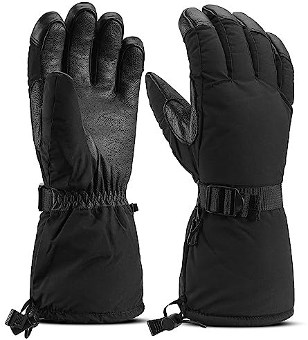 OZERO Herren Winterhandschuhe Wasserdicht Skihandschuhe: Gefüttert Motorradhandschuhe Warm Handschuhe für Fahrrad Snowboard Outdoor (1019BK, L)