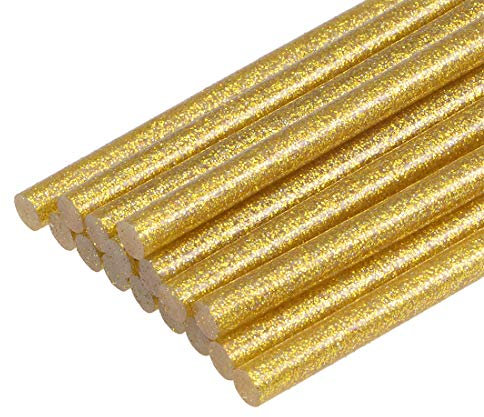 sourcing map 16pcs Mini Hot Glue Gun Sticks 7mm x 100mm Small Glue Sticks for Glue Gun, Glitter Gold