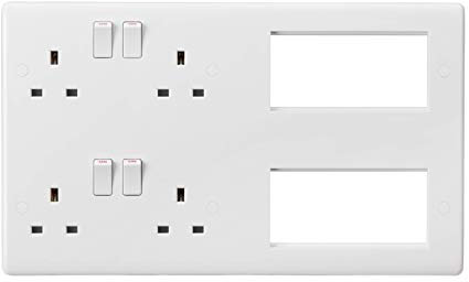 Curved Edge Multimedia Combination Plate in White