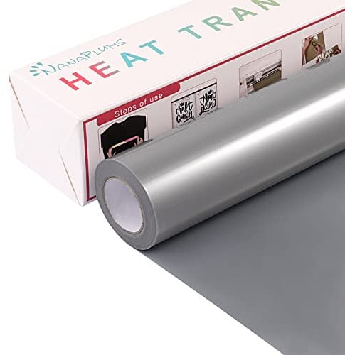 NANAPLUMS Plotterfolie Textil, 30.5cm×4m Transferfolie Plotter Flexfolie, Verwendet in Textilien Transferfolie zum Aufbügeln für DIY T-Shirt, Stoffe(Silber grau)