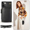 Handykette Handyhülle kompatibel mit Apple iPhone 12 Mini Wallet Hülle PU Leder mit Reißverschluss Kartenfach Ständer Handytasche TPU Bumper Case mit Kordel Kette Schutzhülle Cover(Schwarz)