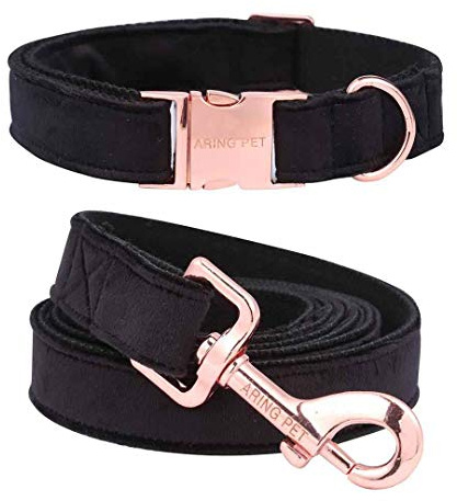 ARING PET Hundehalsband und Leine Set, Samt Hundehalsband und Leine, Verstellbares Halsband für Kleine Hunde Mittlere Hunde Große Hunde